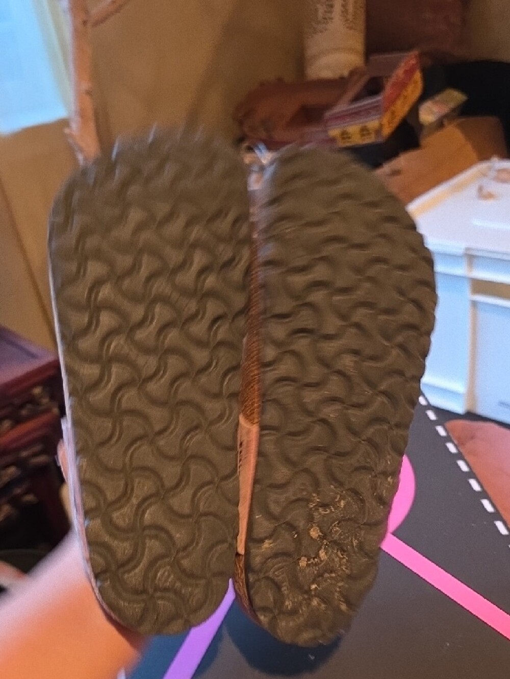 Birkenstock Pink Braided Suede Thong Sandals - Picture 7 of 10